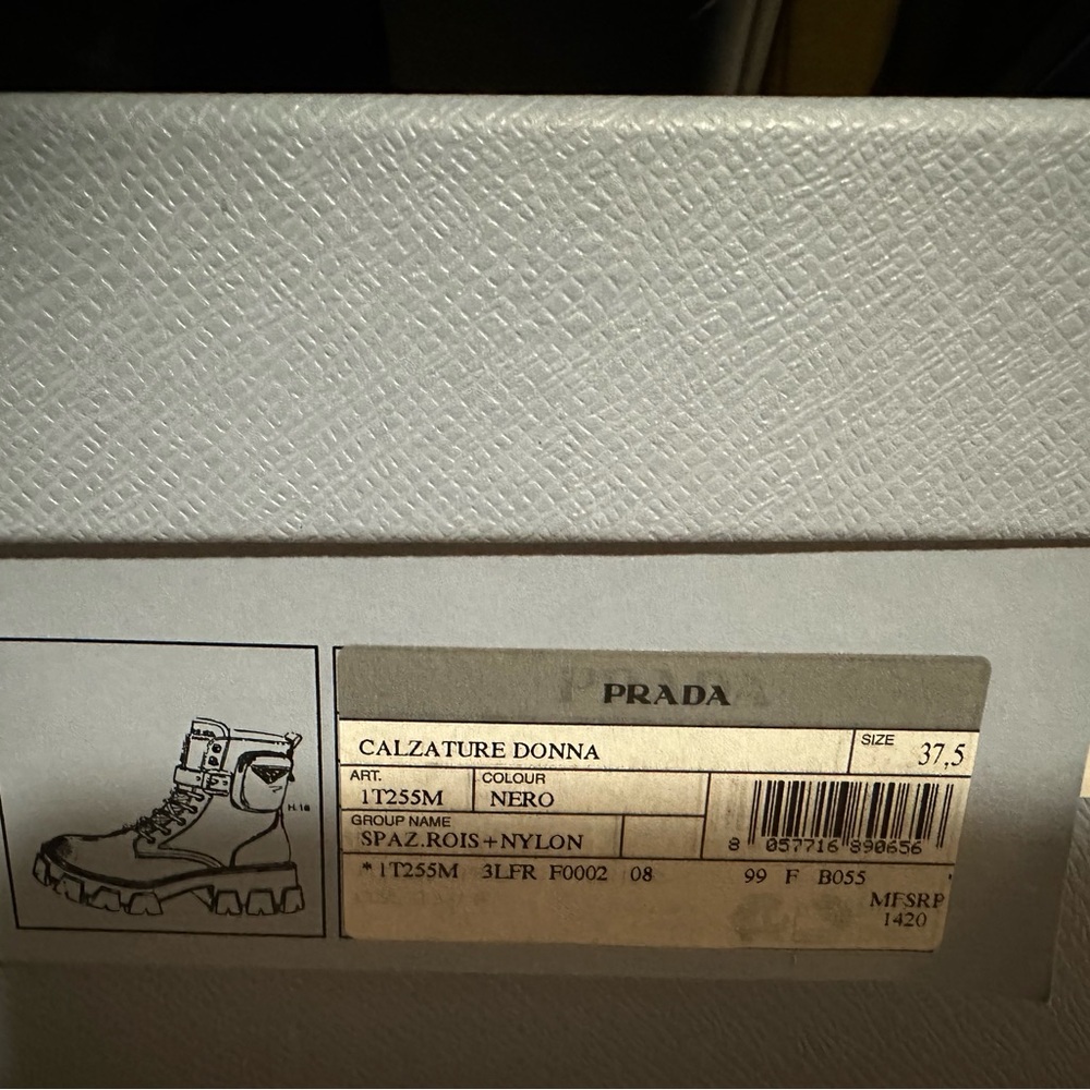 Prada Monolith Leather and Re-Nylon Combat Boots. - Picture 9 of 9